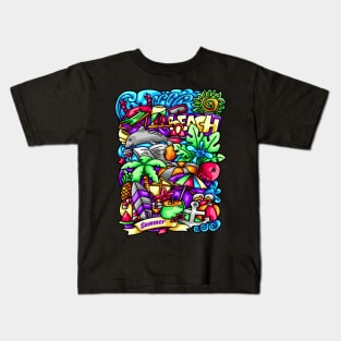 Summer Doodle Illustration Kids T-Shirt